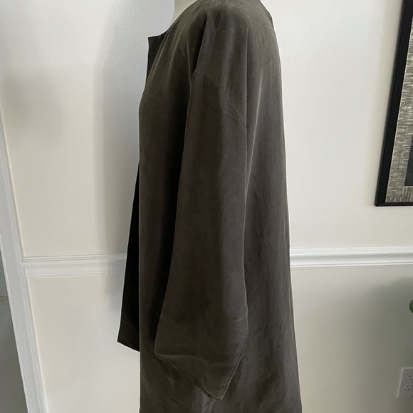 Eileen Fisher Loden Green M EUC washable Silk Cardigan - Picture 5 of 9